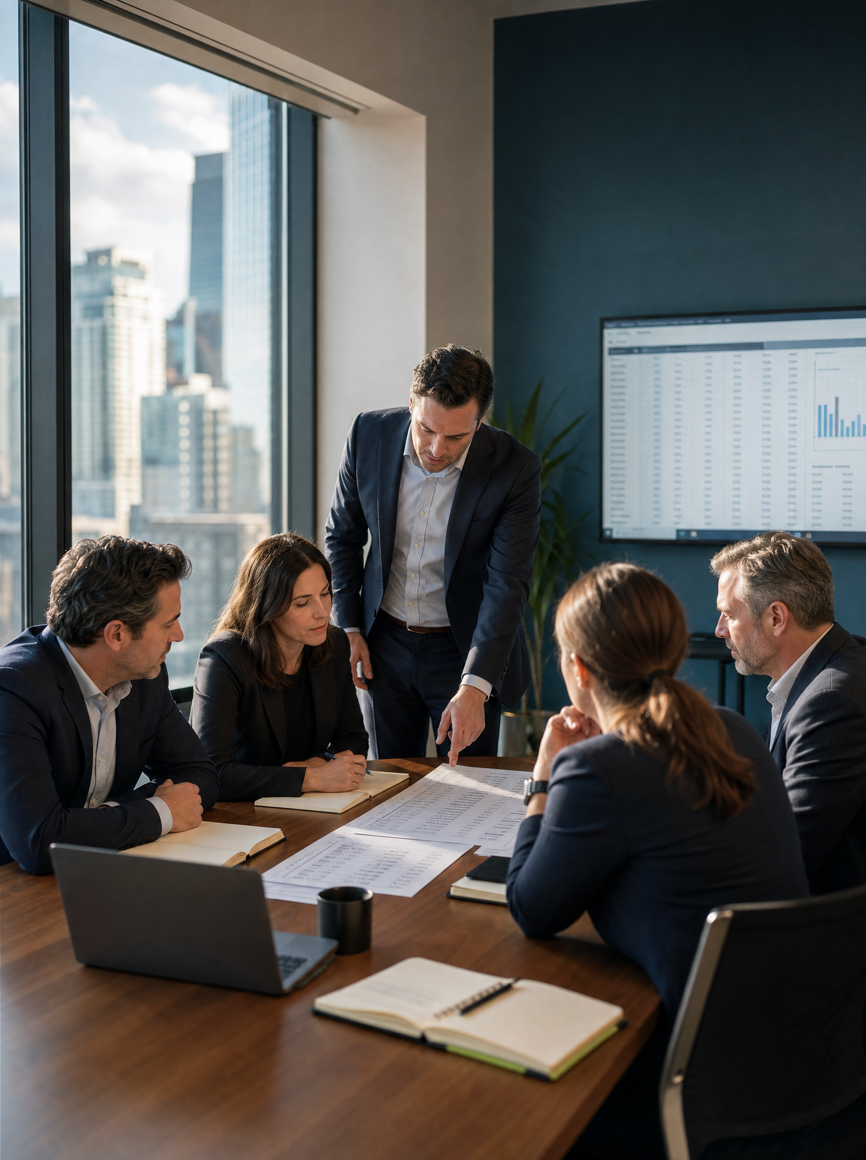 RecoverMax operators reviewing aging accounts receivable with a client team